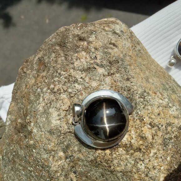 Stunning Rare Black Star Diopside In 925 Silver - Picture 1 of 5